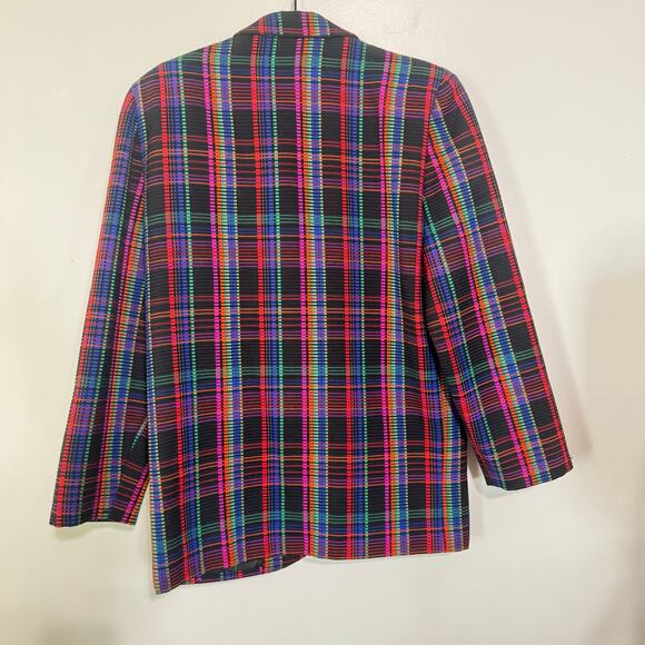 Vintage Umberto Ginocchietti Wool Plaid Blazer Unisex Mens Size 42 Multi 80's - Picture 6 of 7